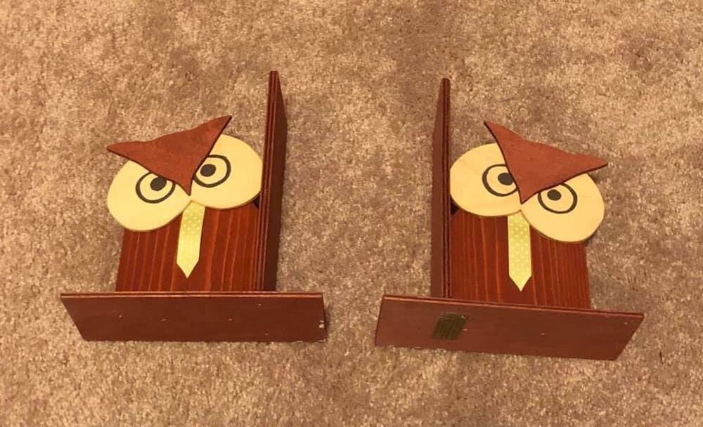 Cute Wooden Owl Bookends